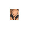 Body string noir ouvert à l'entre-jambes dentelle et ornements 